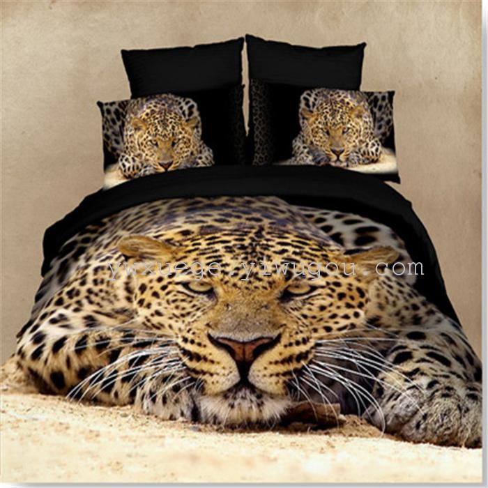 Factory direct sale 2013 fashion boutique cotton 3D ink-wash painting to Tiger in the forest four piece bedding set