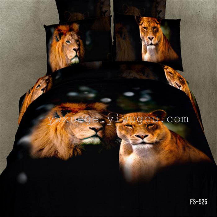 Factory direct sale 2013 fashion boutique cotton 3D ink-wash painting to Tiger in the forest four piece bedding set