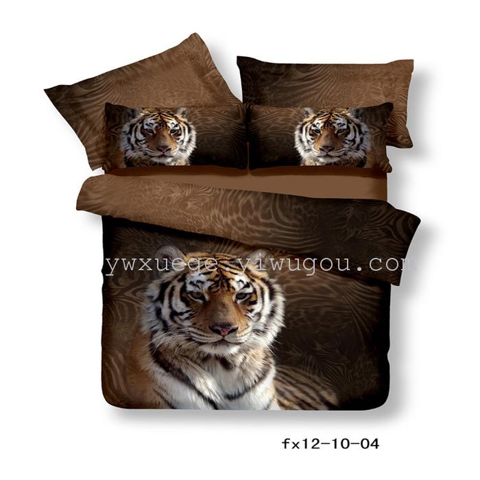 Factory direct sale 2013 fashion boutique cotton 3D ink-wash painting to Tiger in the forest four piece bedding set
