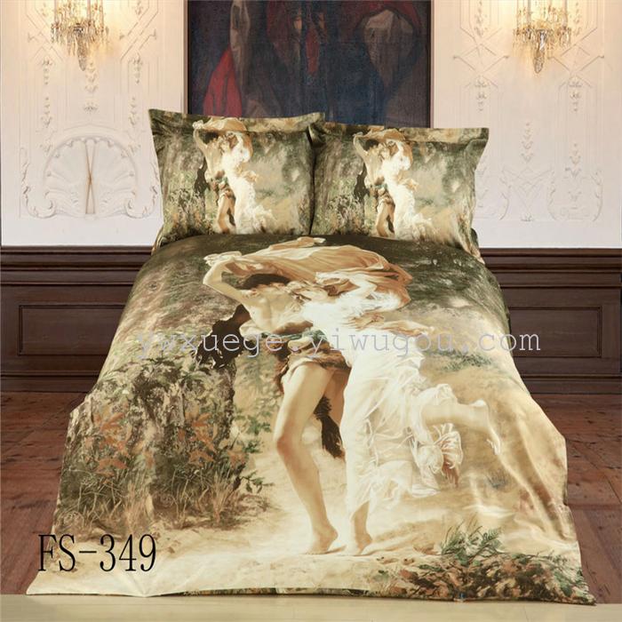 Factory direct sale 2013 fashion boutique cotton 3D ink-wash painting to Tiger in the forest four piece bedding set