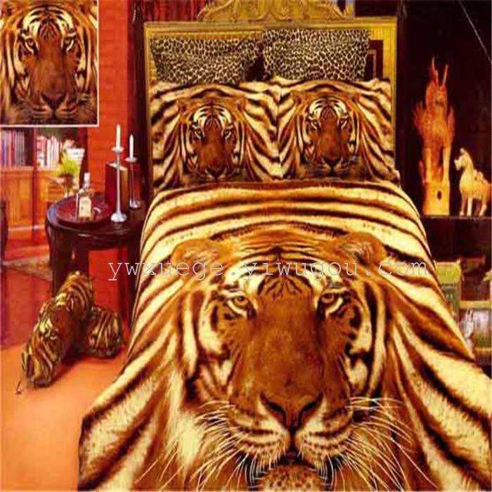 Factory direct sale 2013 fashion boutique cotton 3D ink-wash painting to Tiger in the forest four piece bedding set