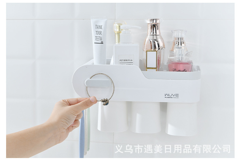 Contracted Europe type does not need to punch the hole wall to hang the dustproof water tooth brush to defend bath to wash gargle make up things to receive buy the object