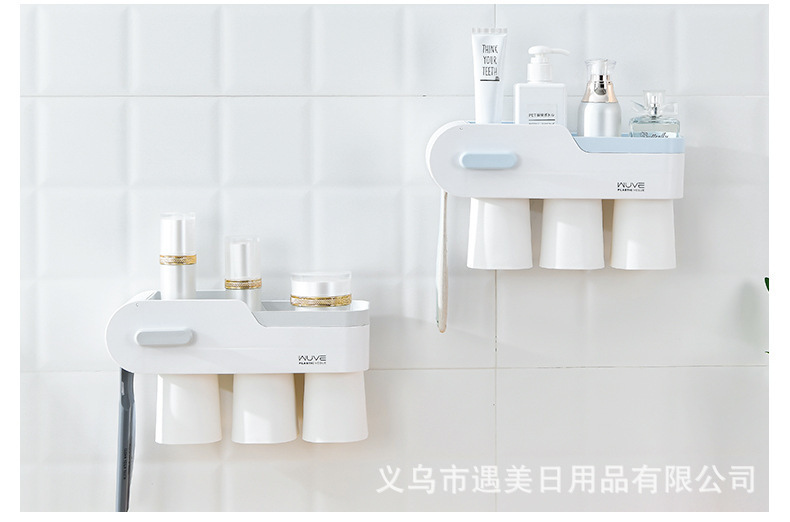 Contracted Europe type does not need to punch the hole wall to hang the dustproof water tooth brush to defend bath to wash gargle make up things to receive buy the object