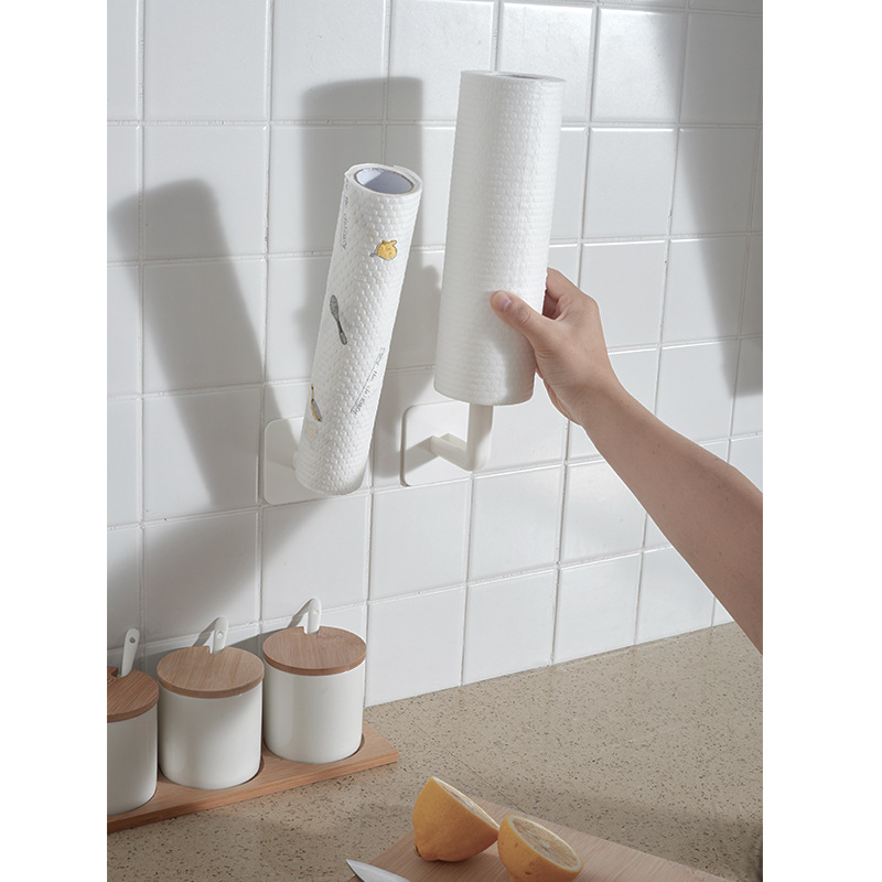 Kitchen Tissue Plastic Wrap Rack Punch-Free Wall-Mounted Roll Paper Storage Rack Freshness Protection Package Pot Lid Rack Wholesale