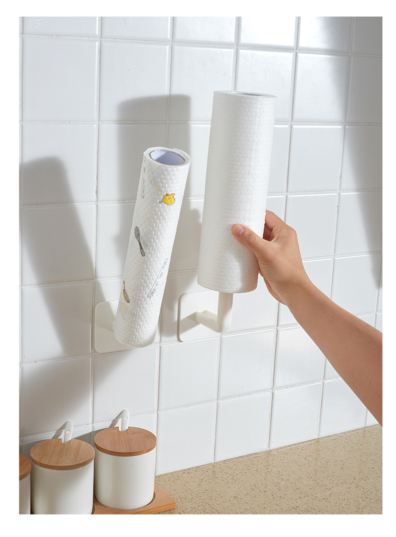 Kitchen Tissue Plastic Wrap Rack Punch-Free Wall-Mounted Roll Paper Storage Rack Freshness Protection Package Pot Lid Rack Wholesale