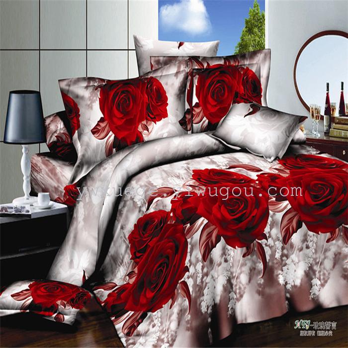 Snow pigeon home textile polyester and four sets of four piece bedding set active printing and dyeing factory direct horse---