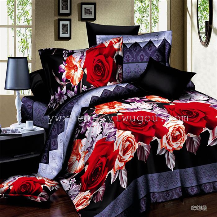 Snow pigeon home textile polyester and four sets of four piece bedding set active printing and dyeing factory direct horse---