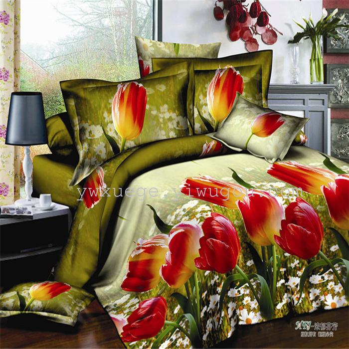 Snow pigeon home textile polyester and four sets of four piece bedding set active printing and dyeing factory direct horse---