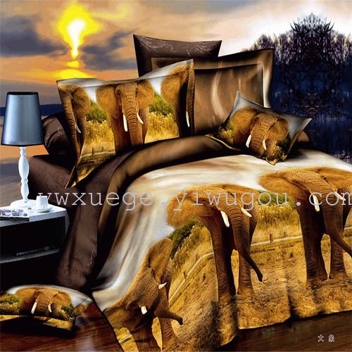 Autumn/winter new products bedding set of four polyester 3D active printing bedding factory outlets---the elephant
