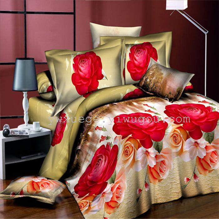 Set of four new design 3D polyester/cotton four piece bedding set active printing bedding factory outlets---high school musical