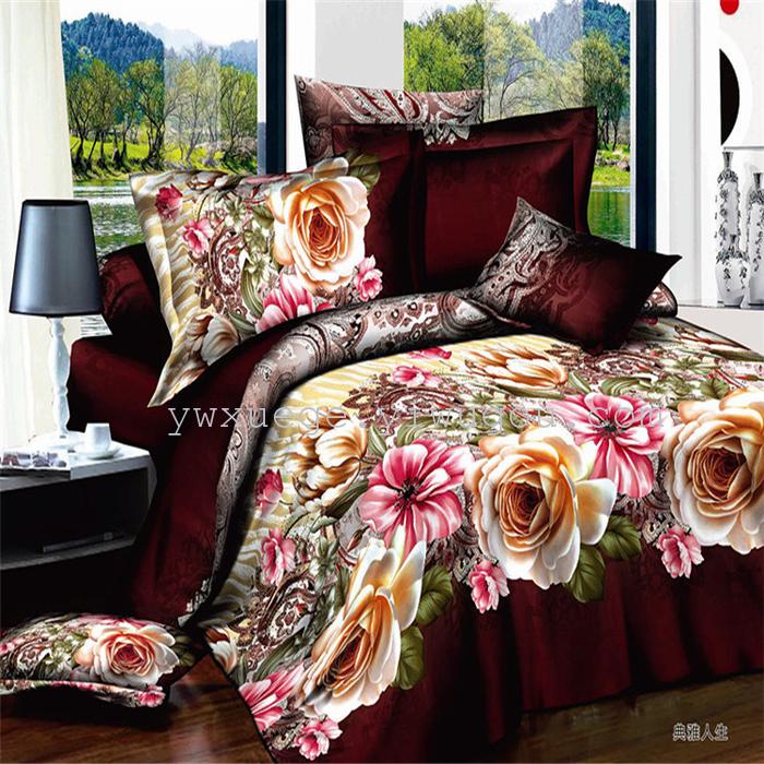 Set of four new design 3D polyester/cotton four piece bedding set active printing bedding factory outlets---high school musical