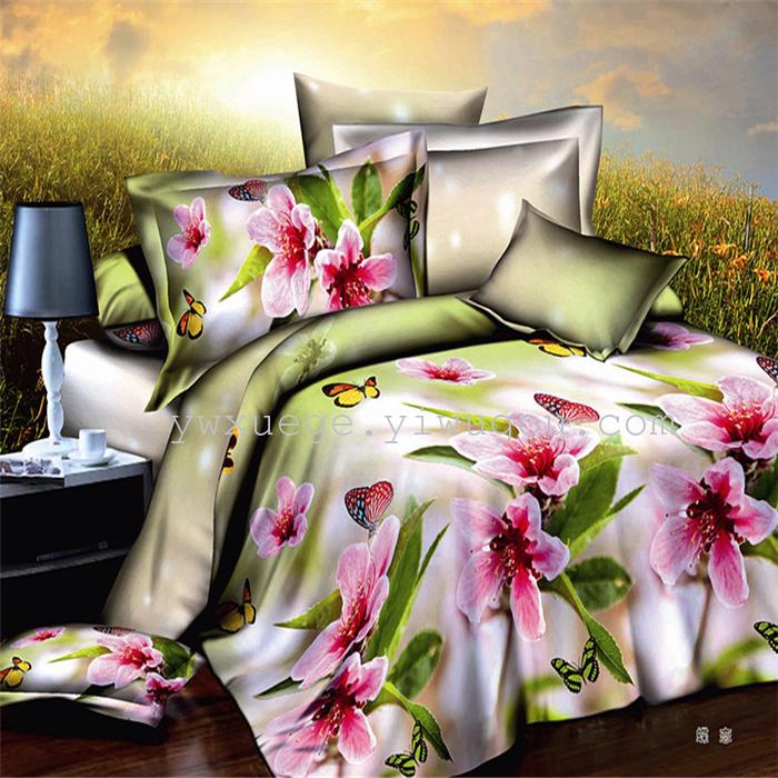Set of four new design 3D polyester/cotton four piece bedding set active printing bedding factory outlets---high school musical