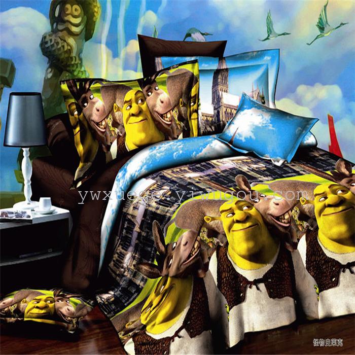 Set of four new design 3D polyester/cotton four piece bedding set active printing bedding factory outlets---high school musical