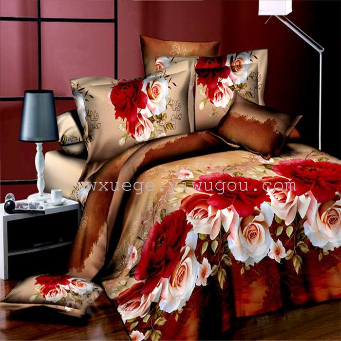 Snow Bird House textiles bedding set of four cotton green dyeing and printing factory direct bedding foreign trade pattern---teaser