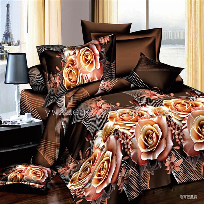 Snow Bird House textiles bedding set of four cotton green dyeing and printing factory direct bedding foreign trade pattern---teaser