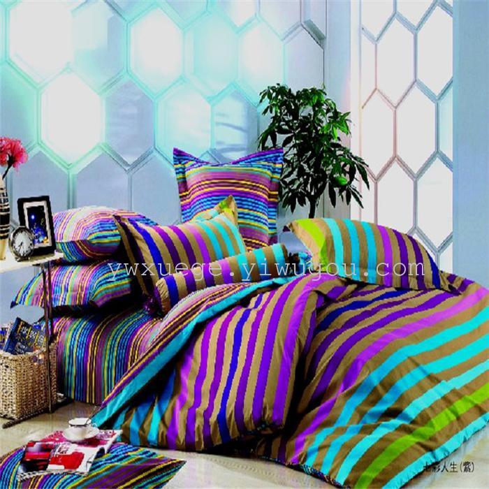 Four sets of bedding set of four cotton reactive printing 1.5 meters 1.8 meters bed fashion personality big flower factory direct - flower (jade)