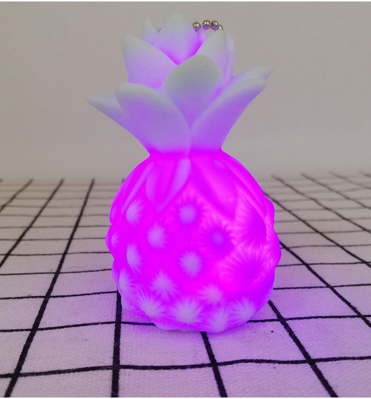 Ins creative gift pineapple key chain shining bag accessories hang plastic waterproof crafts wholesale