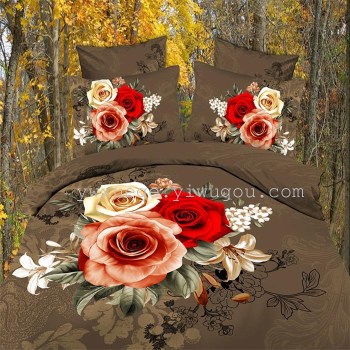 Snow pigeon home textiles autumn and winter sanding series of warm bedding set of four continental round sheets factory direct---autumn