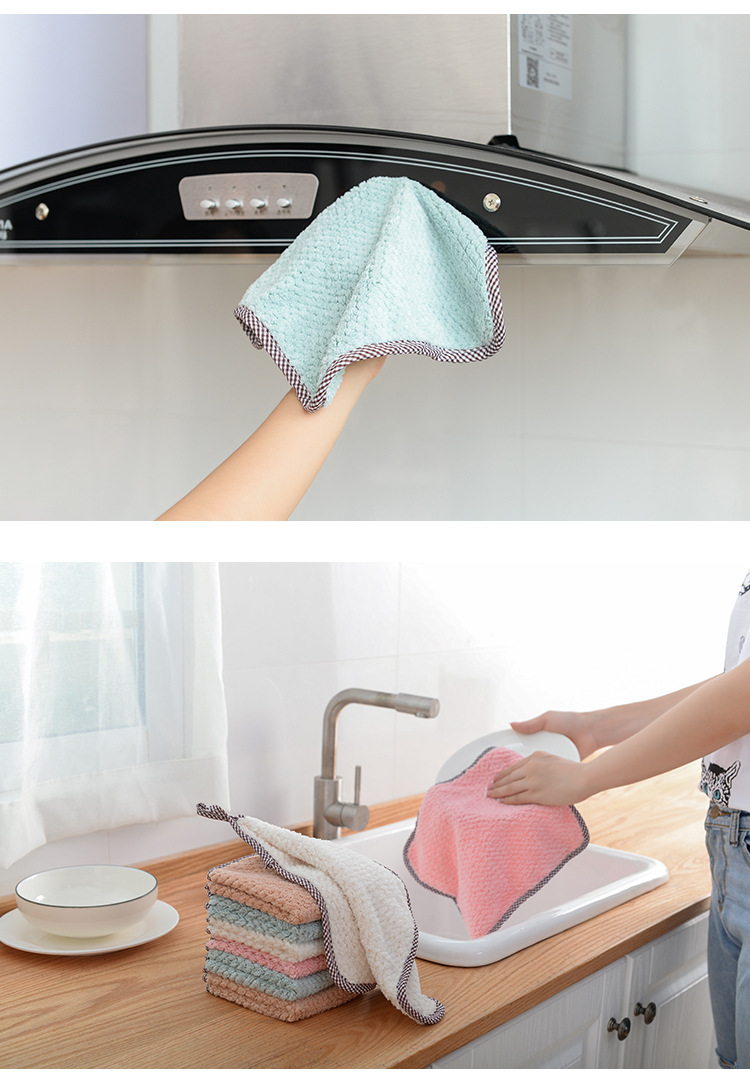 Can hang type coral velvet towel kitchen cleaning towel does not drop hair absorbent dishcloth dishcloth cleaning cloth
