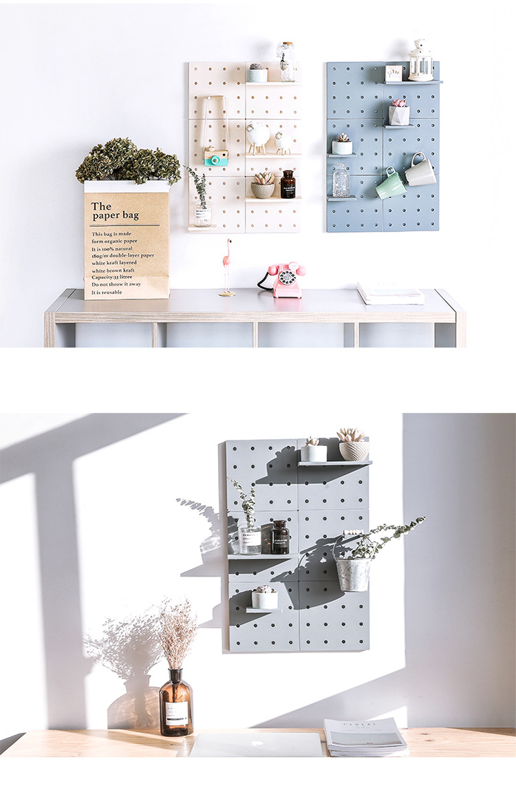 Wall Decoration Punch-Free Wall Storage Rack Living Room Bedroom Nordic Simple Wall Hanging Plastic Wire-Wrap Board Storage Rack