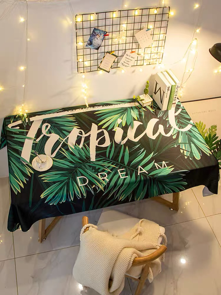 American Light Luxury Green Jungle Animal Series Tablecloth Waterproof and Oil-Proof Dining Table Desk Cover Cloth Canvas Fabric