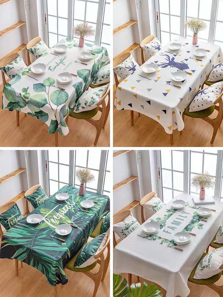 American Light Luxury Green Jungle Animal Series Tablecloth Waterproof and Oil-Proof Dining Table Desk Cover Cloth Canvas Fabric