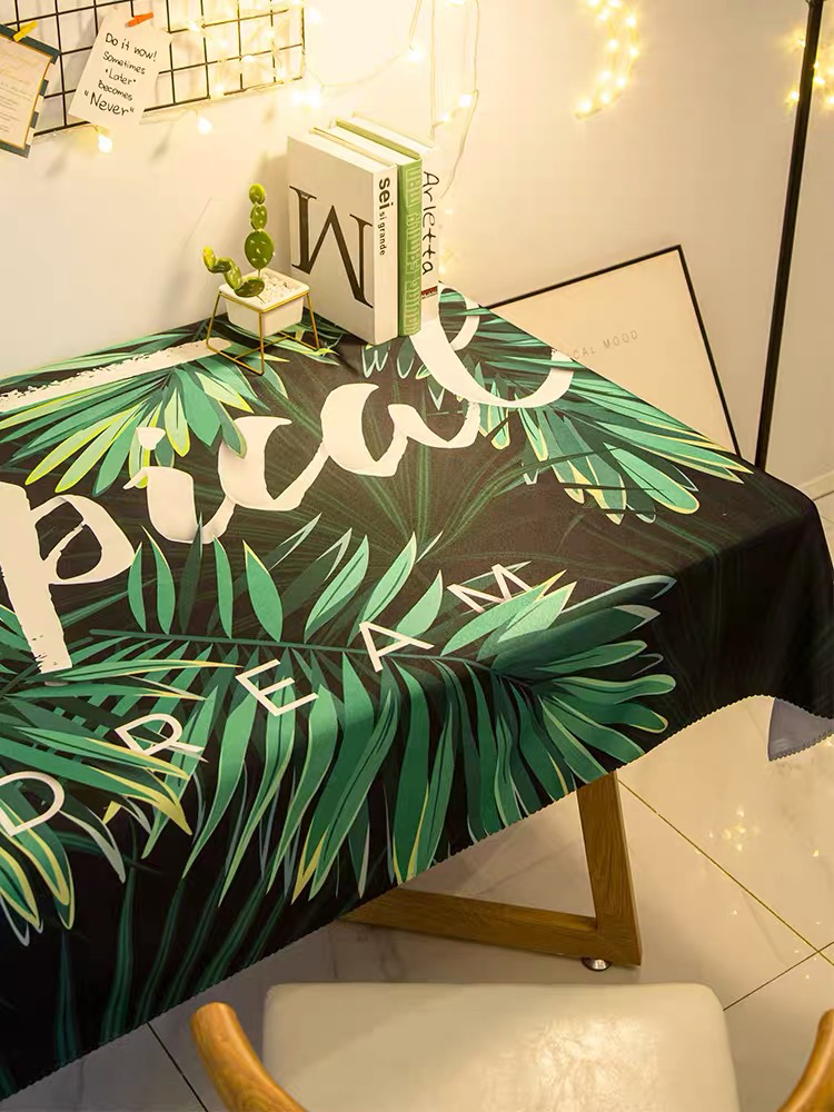 American Light Luxury Green Jungle Animal Series Tablecloth Waterproof and Oil-Proof Dining Table Desk Cover Cloth Canvas Fabric