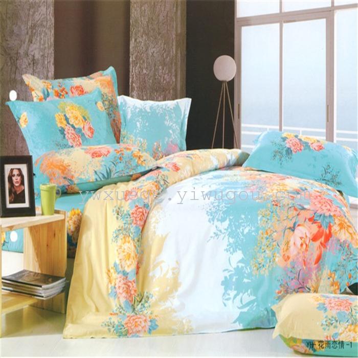 New four set bedding cotton goods wholesale and retail bedding set of four factory outlets---flower rain romance New four set bedding cotton goods wholesale and retail bedding set of four factory outlets---flower rain romance