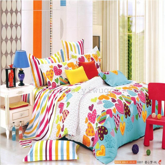 New four set bedding cotton goods wholesale and retail bedding set of four factory outlets---flower rain romance New four set bedding cotton goods wholesale and retail bedding set of four factory outlets---flower rain romance