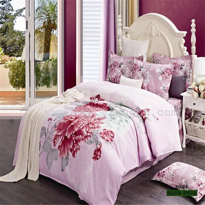 Snow pigeon bedding 3D flower set of four continental four-piece bedding set active printing sheets factory direct-the beautiful Lotus Lotus Snow pigeon bedding 3D flower set of four continental four-piece bedding set active printing sheets factory direct-the beautiful Lotus Lotus