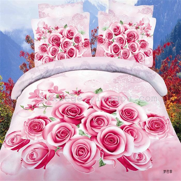Snow pigeon bedding 3D flower set of four continental four-piece bedding set active printing sheets factory direct-the beautiful Lotus Lotus Snow pigeon bedding 3D flower set of four continental four-piece bedding set active printing sheets factory direct-the beautiful Lotus Lotus