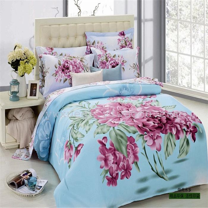 Snow pigeon bedding 3D flower set of four continental four-piece bedding set active printing sheets factory direct-the beautiful Lotus Lotus Snow pigeon bedding 3D flower set of four continental four-piece bedding set active printing sheets factory direct-the beautiful Lotus Lotus