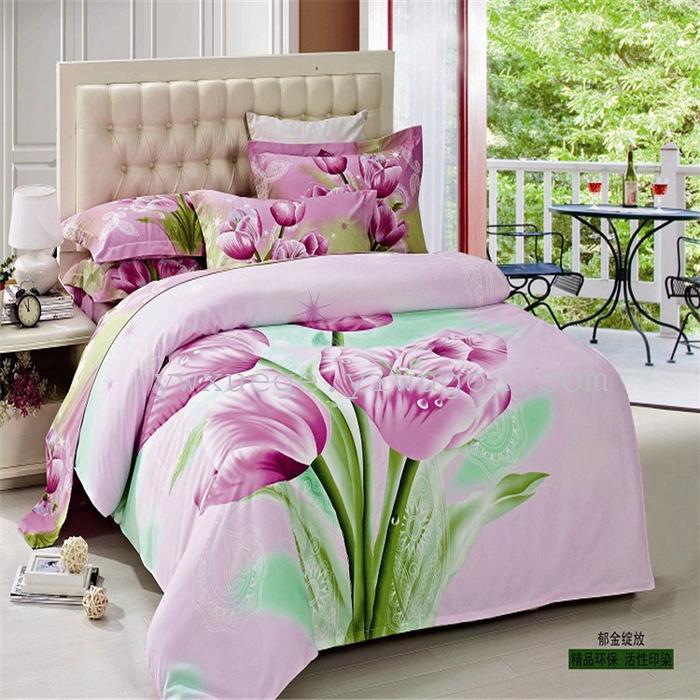 Snow pigeon bedding 3D flower set of four continental four-piece bedding set active printing sheets factory direct-the beautiful Lotus Lotus Snow pigeon bedding 3D flower set of four continental four-piece bedding set active printing sheets factory direct-the beautiful Lotus Lotus