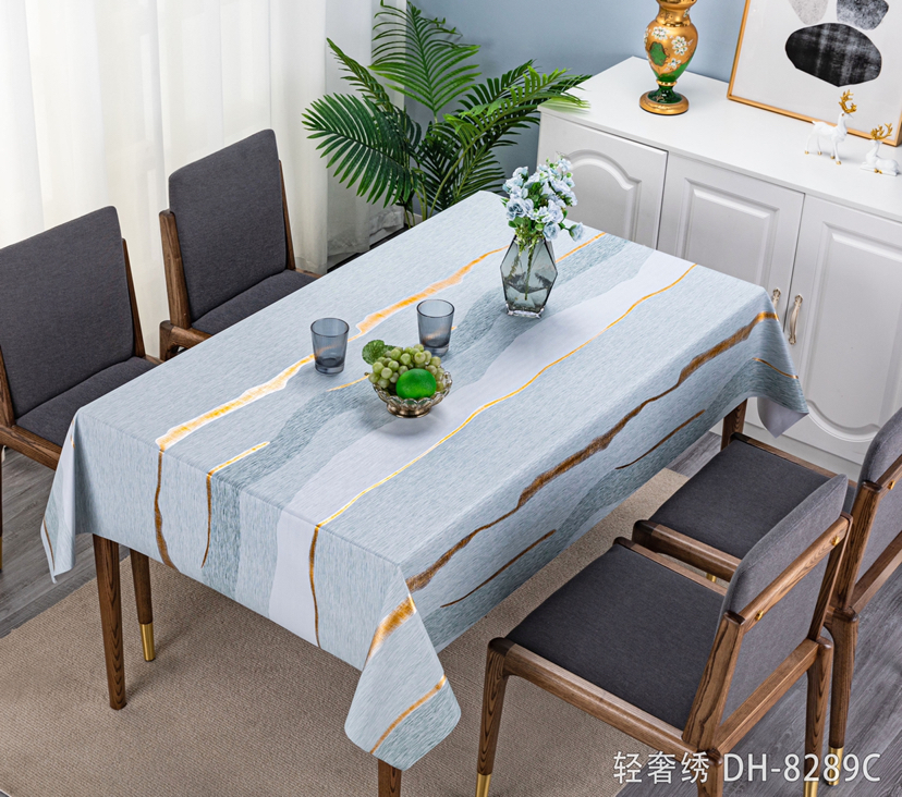 PVC Light Luxury Embroidered High-End Elegant Top-Grade Tablecloth Waterproof Oil-Proof Tablecloth