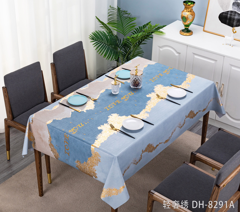 PVC Light Luxury Embroidered High-End Elegant Top-Grade Tablecloth Waterproof Oil-Proof Tablecloth