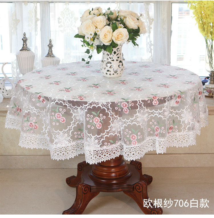 Glass Yarn round Table Large round Tablecloth Square round Dining Table Cloth Chair Cover Fabric Anti-Scald Fresh Coffee Table Cloth