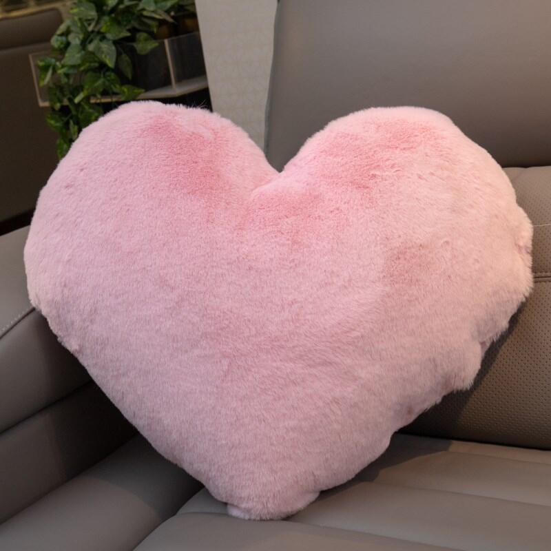 Cute Solid Color Wool-like Pillow Car Cushion Heart-Shaped Sofa Waist Pad Office Seat Plush Back Cushion Cute Solid Color Wool-like Pillow Car Cushion Heart-Shaped Sofa Waist Pad Office Seat Plush Back Cushion