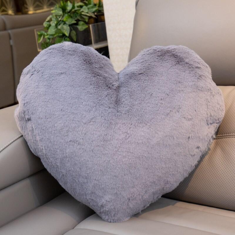 Cute Solid Color Wool-like Pillow Car Cushion Heart-Shaped Sofa Waist Pad Office Seat Plush Back Cushion Cute Solid Color Wool-like Pillow Car Cushion Heart-Shaped Sofa Waist Pad Office Seat Plush Back Cushion