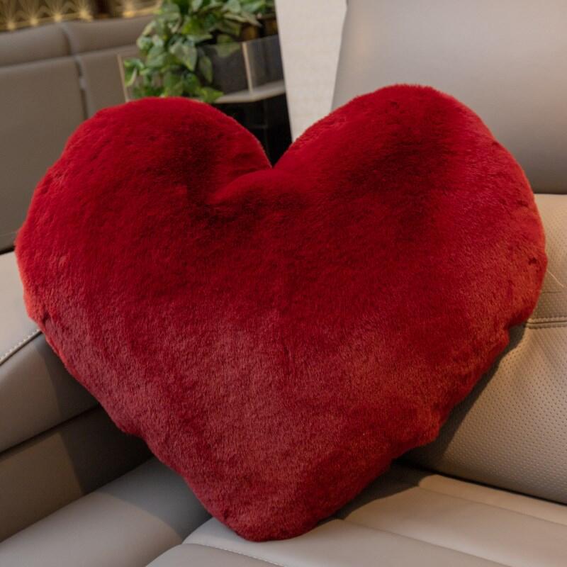 Cute Solid Color Wool-like Pillow Car Cushion Heart-Shaped Sofa Waist Pad Office Seat Plush Back Cushion Cute Solid Color Wool-like Pillow Car Cushion Heart-Shaped Sofa Waist Pad Office Seat Plush Back Cushion
