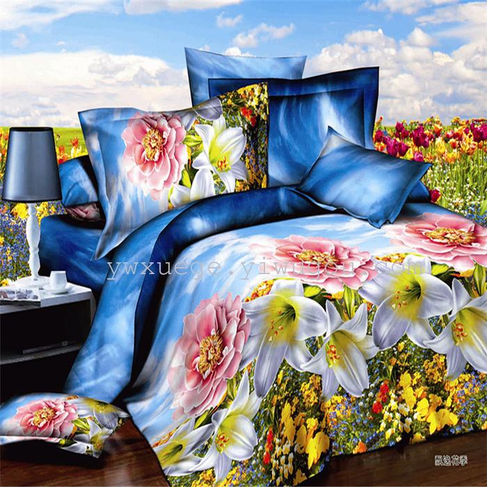Set of four specials to fashion boutique t/c 3D ink-wash paintings of European romantic four-piece bedding set