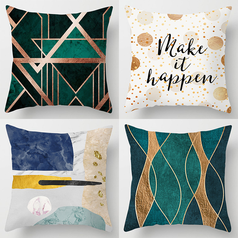 Nordic Style Modern Golden Pillow Cover One Piece Dropshipping Home Pillow Light Luxury Sofa Cushion Cushion Cover Customization