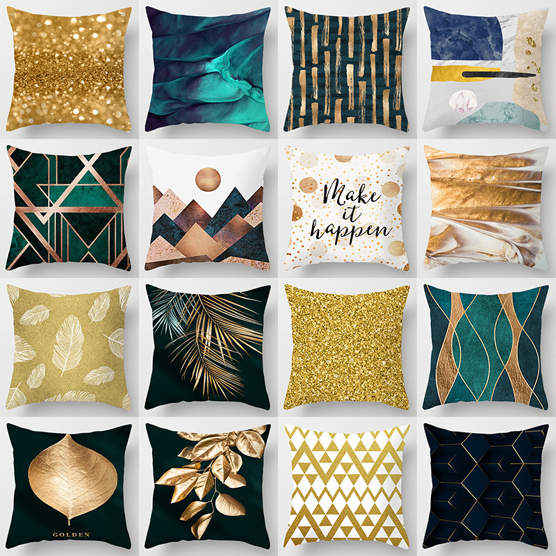 Nordic Style Modern Golden Pillow Cover One Piece Dropshipping Home Pillow Light Luxury Sofa Cushion Cushion Cover Customization