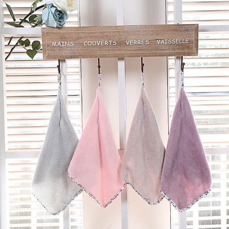 2018 coral velvet hang towel to wipe clean, simple and pure color hand towel hanging manufacturer direct sales.