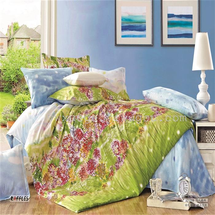 Snow pigeon four-piece bedding set of four cotton fastness of reactive dye printing factory of fun season