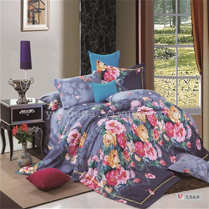 Snow pigeon four-piece bedding set of four cotton fastness of reactive dye printing factory of fun season