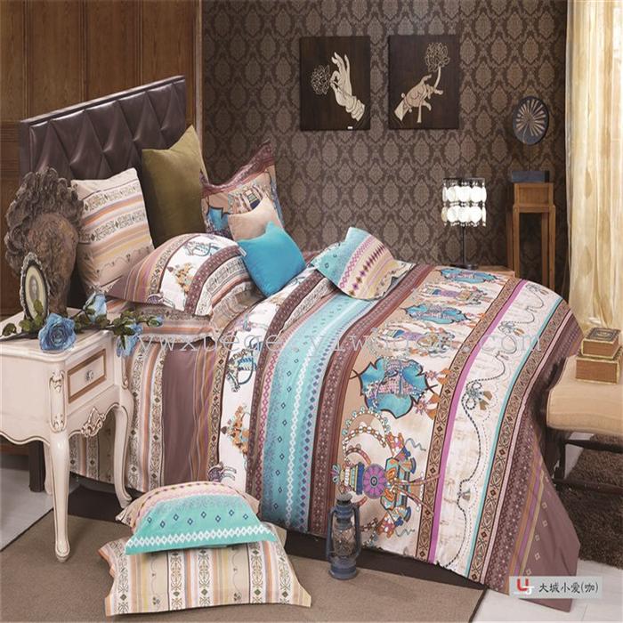 Snow pigeon four-piece bedding set of four cotton fastness of reactive dye printing factory of fun season