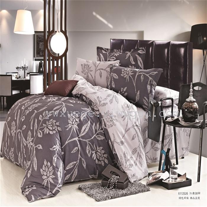 Snow pigeon four-piece bedding set of four cotton fastness of reactive dye printing factory of fun season