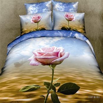 Cotton four set twill reactive printing 3D four sets of 100% cotton bedding set of four snow pigeon textile exports       