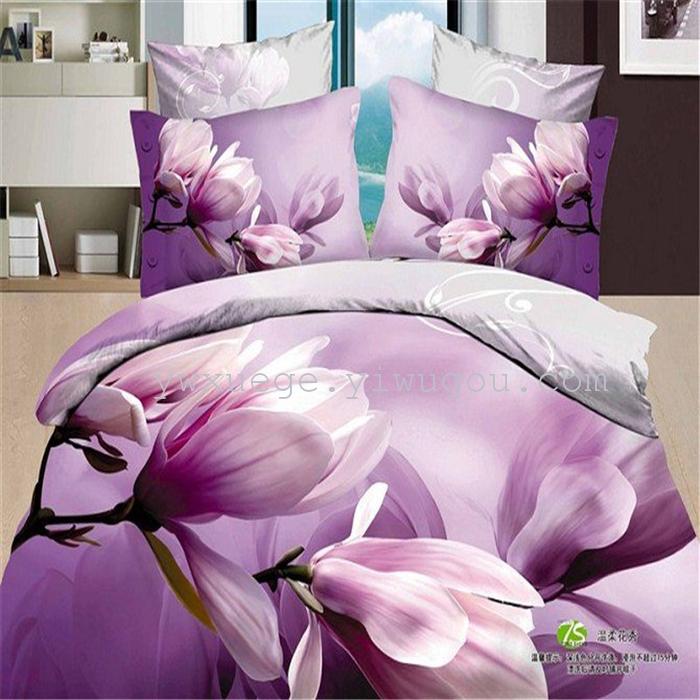 Cotton four set twill reactive printing 3D four sets of 100% cotton bedding set of four snow pigeon textile exports       
