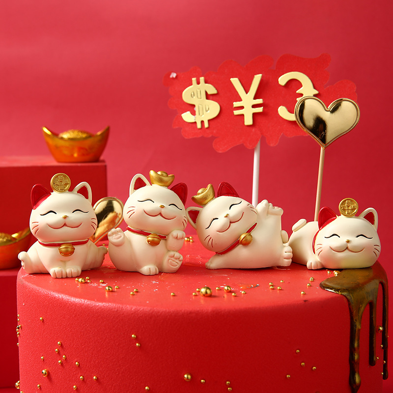 Office Home Decoration New Store Opening Creative Fortune Cat Small Car Center Console Decoration Nordic Blind Box